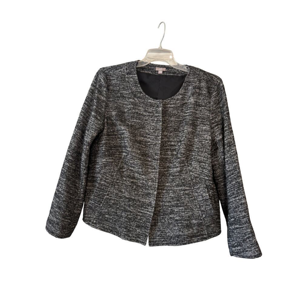 JJILL Women's XL Black White Gray Tweed Wool Blend